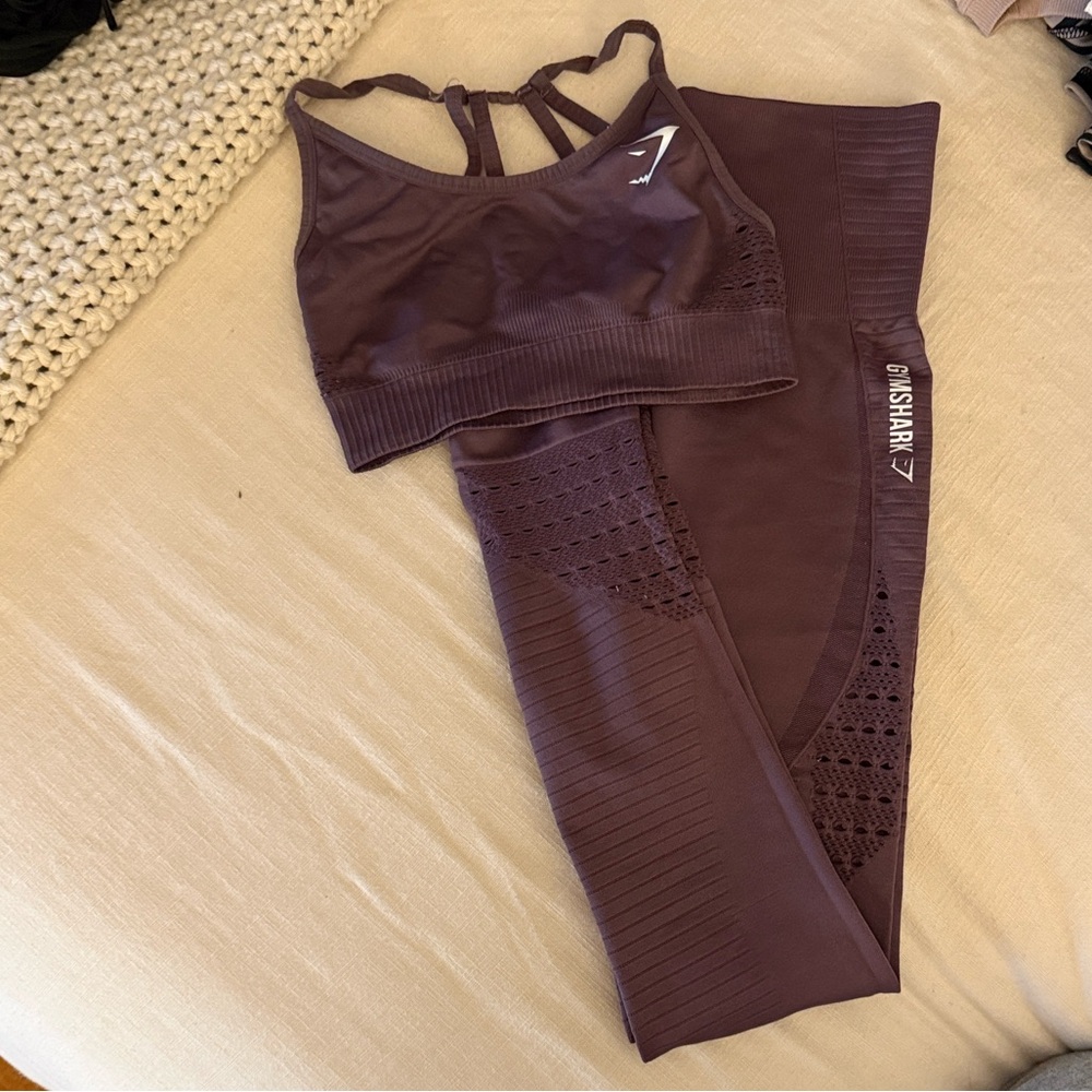 Gymshark Leggings + Sports Bra in Deep Purple